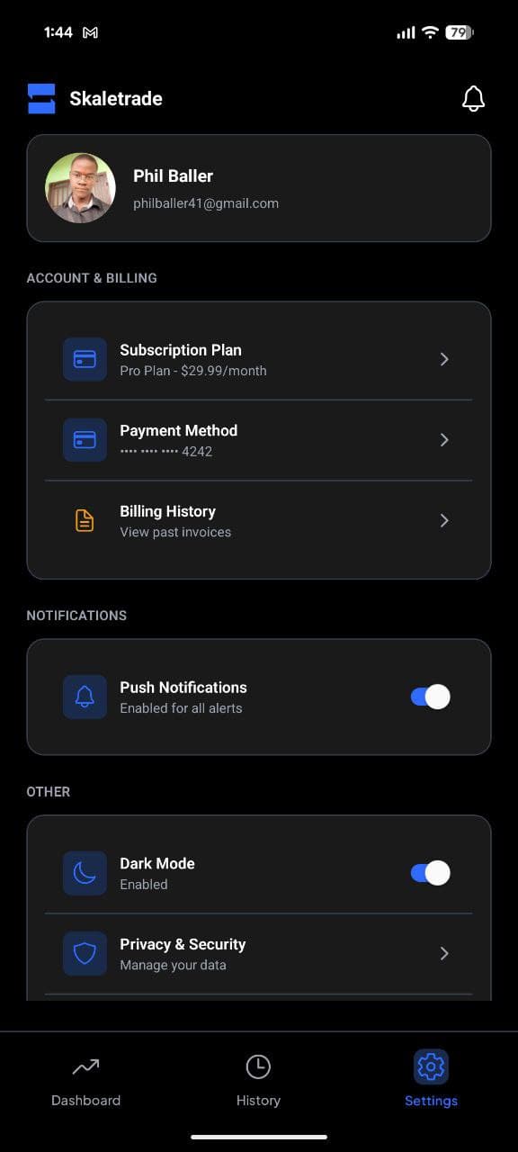 SkaleTrade Settings