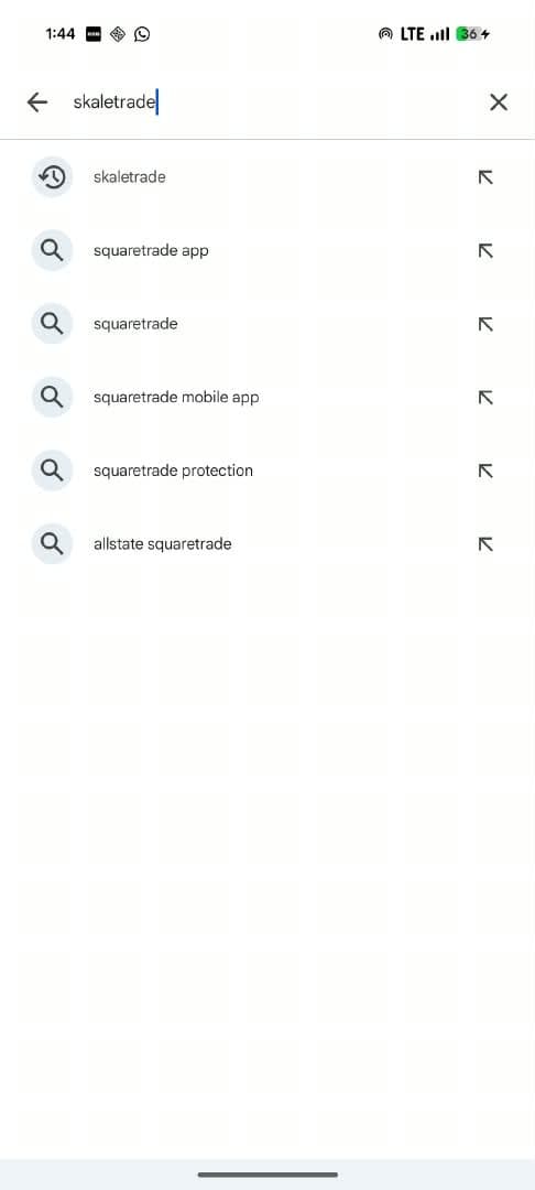Google Play Store search field with the query skaletrade